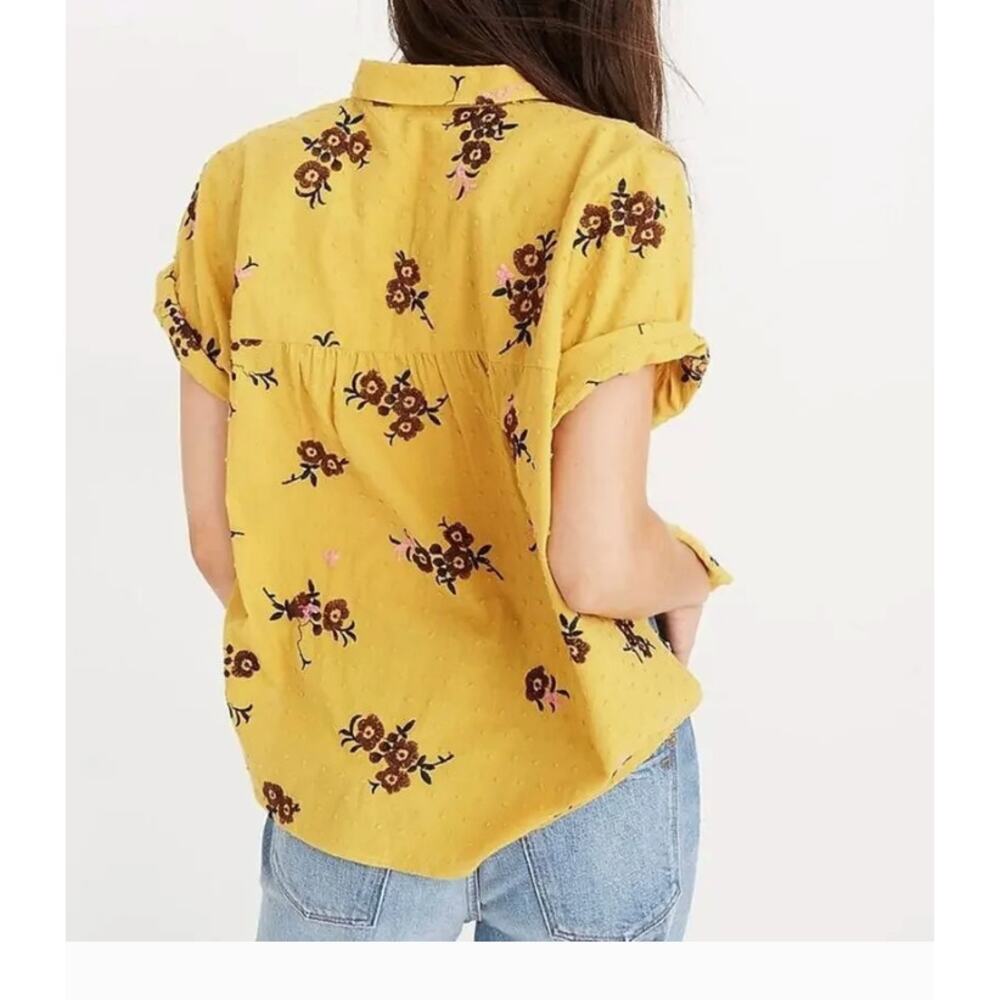 Madewell Embroidered Hilltop Shirt Floral Yellow Gold Large - Picture 5 of 5